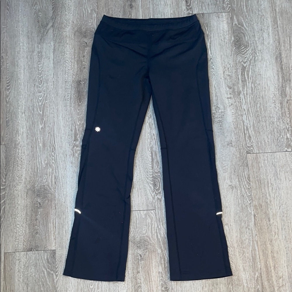 Athleta size medium Black Yoga Pants with Reflective Details workout running